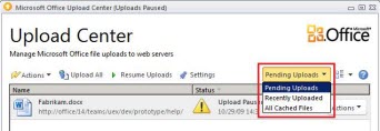 Office Upload Center showing pending uploads