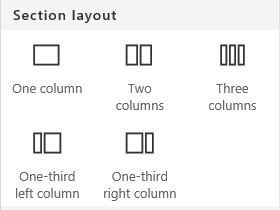 Screenshot of Section layout menu in SharePoint.