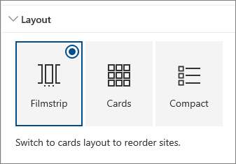 Sites web part layout settings