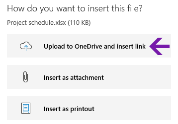 File insertion options in OneNote for Windows 10