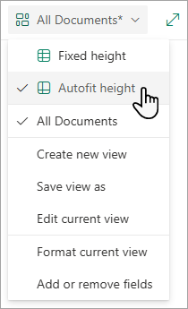 When you're in Grid view mode, you'll see options for Fixed height and Autofit height.