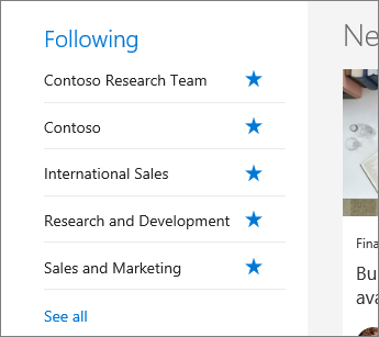 SharePoint Office 365 Following