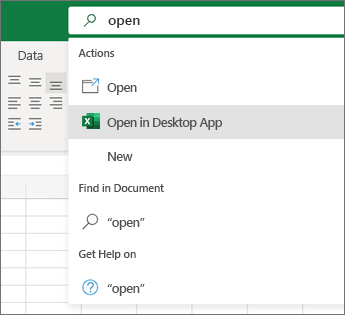 Excel open in desktop app selection