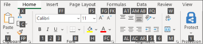 Excel ribbon key tips.