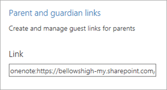 Parent and guardian links hyperlink in Manage Notebooks.