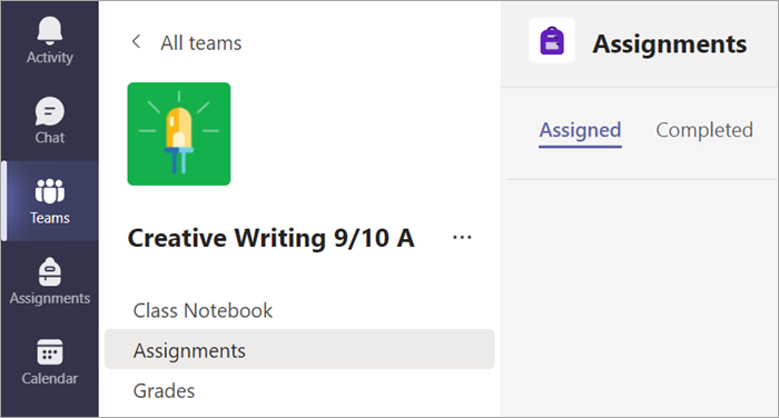 Select the Assignments tab to view your assignments in one class.