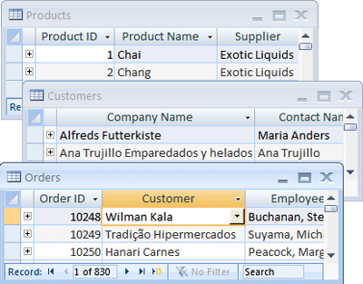 Image depicting three tables in datasheets