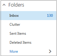 Default mail folders under Favorites