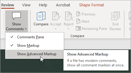 Select Show Advanced Markup