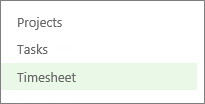 Timesheet on the Quick Launch