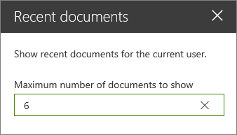 Property pane for Recent documents web part.