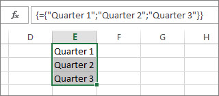 A vertical array constant that uses text