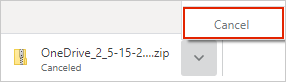 OneDrive cancel download dialog