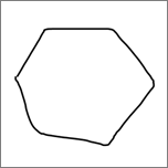 Shows a hexagon drawn in inking.