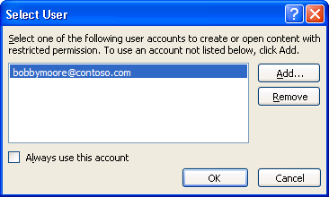 Select User dialog box