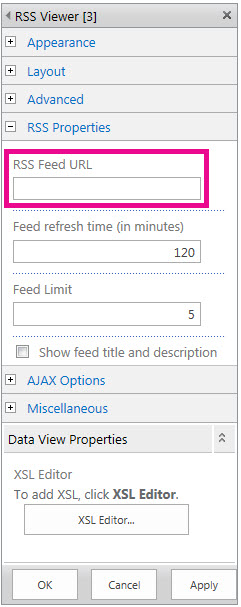 RSS Viewer Web Part Properties