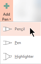 You can draw in ink with three different textures: a pencil, a pen, or a highlighter