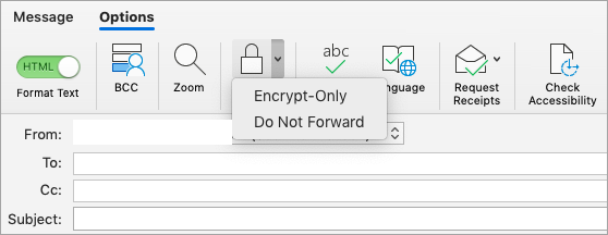 Showing Encrypt button in an email message