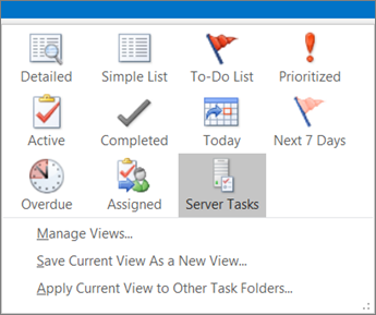 Click Tasks, and choose an option in Current View.