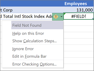 Ignore a #FIELD! error