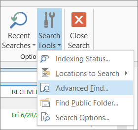 Advanced Find under Search Tools