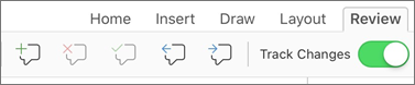 Review tab comments menu