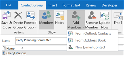 Select Add Members to add to your contact group.