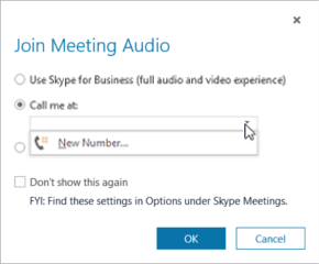 Call me at option in the Join Meeting Audio dialog box