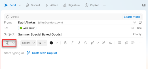 "Draft with Copilot" menu option in Outlook for Mac.