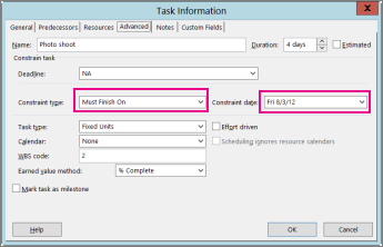 Set an end date for a task