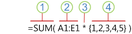 Syntax of array formula with array constant