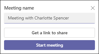 Screenshot of Teams web Meet Now.