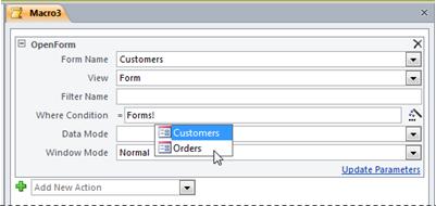 Using IntelliSense to enter an expression