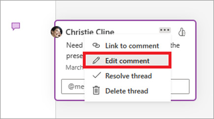 Edit comment button