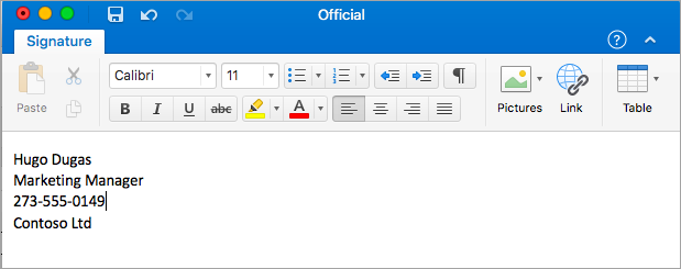 Showing Signature Editor