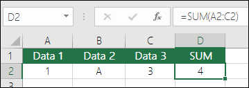 Proper formula construction.  Instead of =A2+B2+C2, cell D2's formula is =SUM(A2:C2)