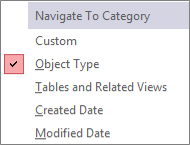 Navigation Pane Navigate To Category Menu