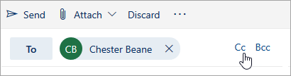 A screenshot of the Cc and Bcc buttons