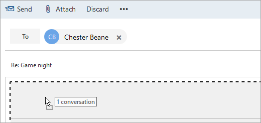 A screenshot of a message being dragged into the Compose pane