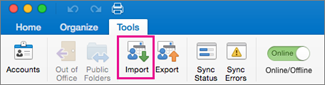 On the Tools tab, click Import.