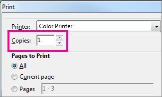 Word Online printer dialog