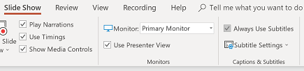 Always Use Subtitles checkbox in Slide Show tab