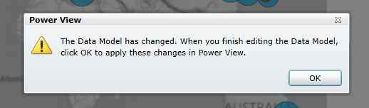 A warning indicates the Data Model has changed