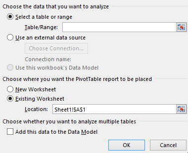 Create PivotTable