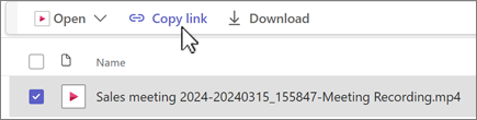 Copy link selected to share a recording