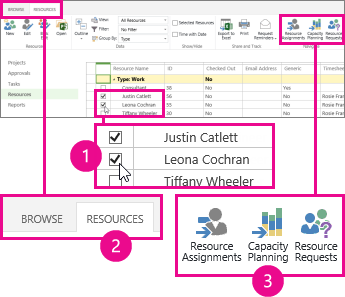 Choose Capacity Planning on the Resources tab