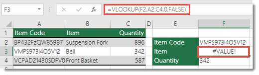 THe #VALUE! error displays when col_index_argument is less than 1