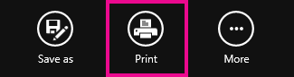 Windows 8 reader print button