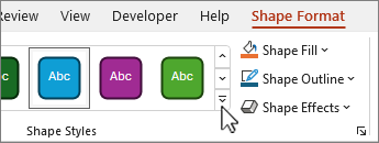 Shape styles more button