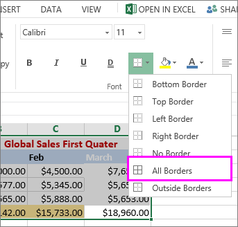 add a border to a table or data range